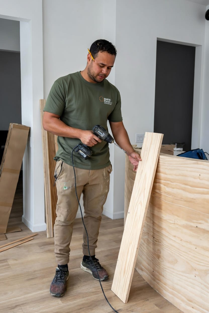 Eddie of Eddie Fixes LA working on a precision carpentry project in a Los Angeles home