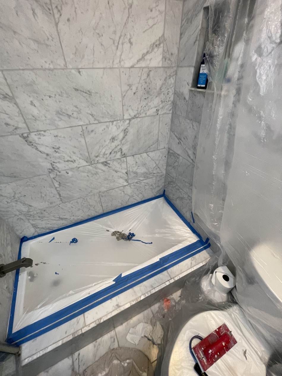 Floor taped and protected with a caulk gun ready in West LA, CA 90025