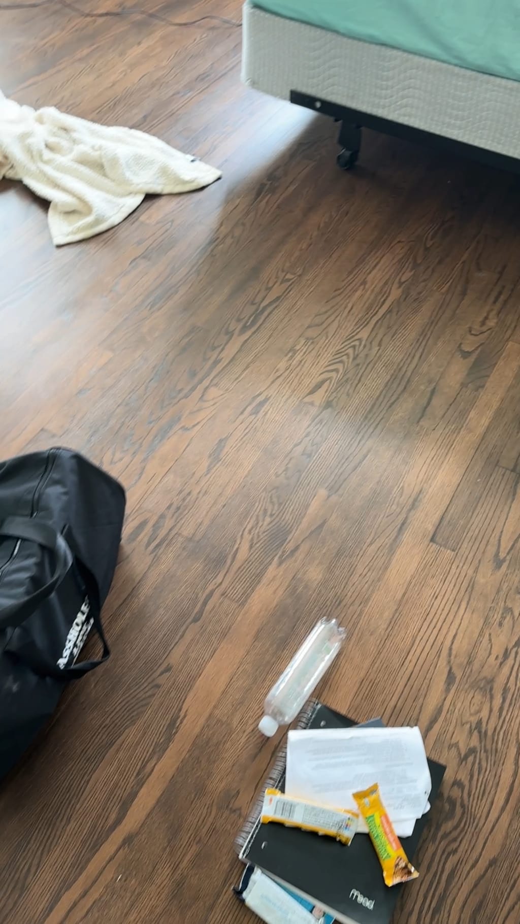 Bedroom with the hardwood floor refinished in a rich dark stain in Beverlywood, CA 90035