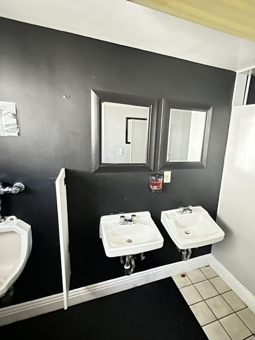 Church restroom repainted in clean modern black in Culver City, CA 90232