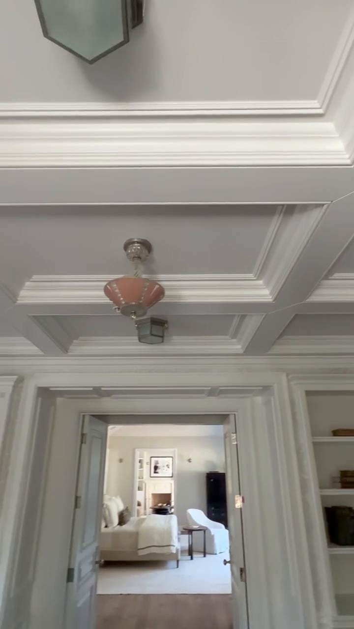 Finished coffered ceiling and molding in a Pacific Palisades, CA 90272 home