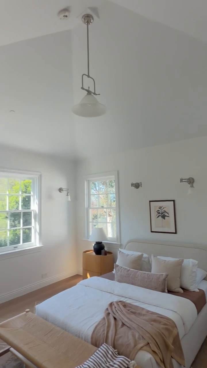 Finished, decorated room under the repainted coffered ceiling in Pacific Palisades, CA 90272