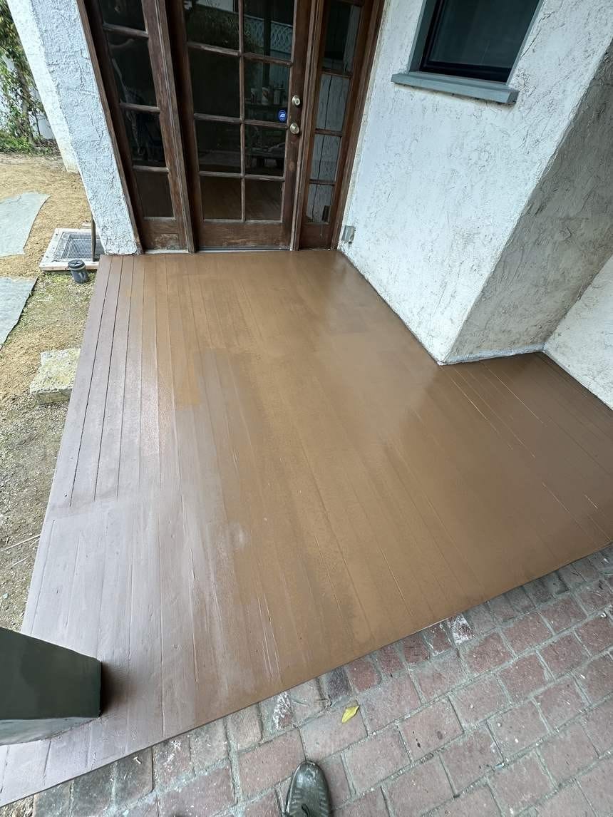 Deck refreshed with an even solid-color stain in Venice, CA 90291