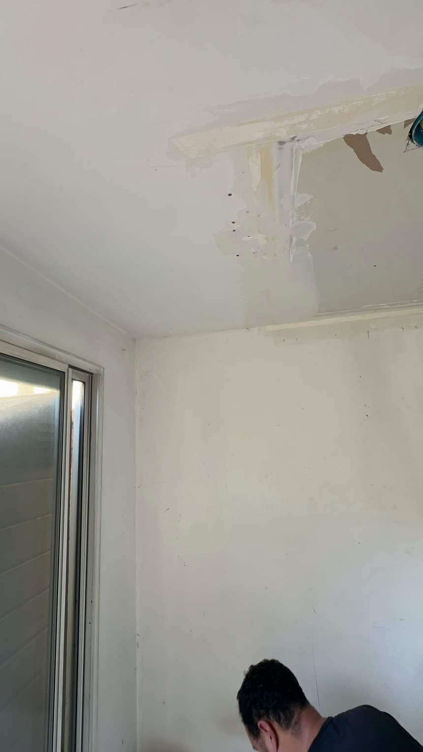 Opened ceiling with exposed area and mud during repair in North Hollywood, CA 91602