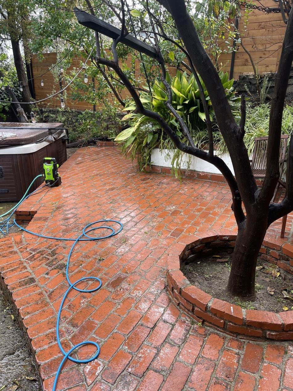 Same brick patio washed clean before a Studio City, CA 91604 home sale